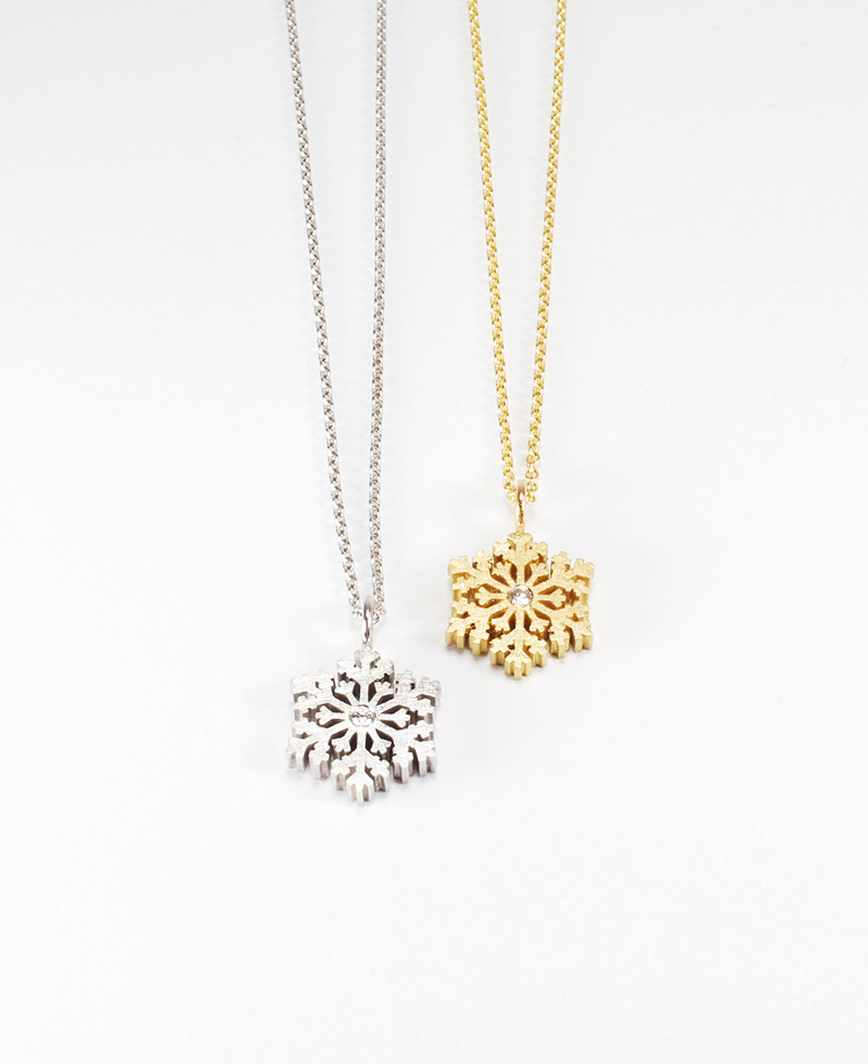 Goldene Schneeflocke Anhänger klein mit Brillant