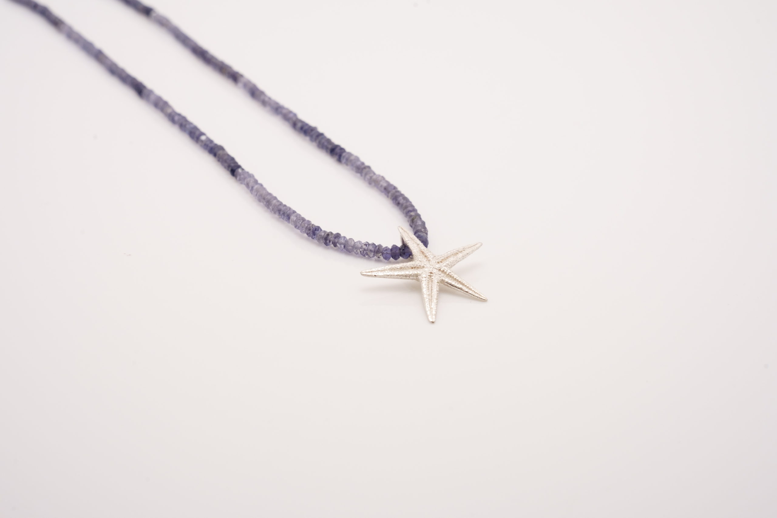 Seestern Silber gross mit Edelsteinkette – Bild 7
