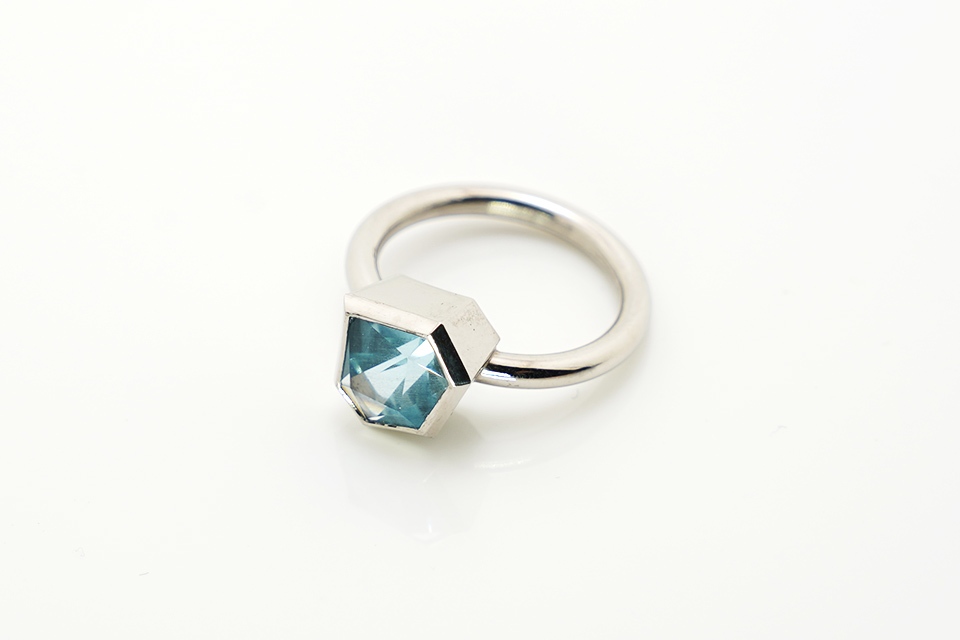 21 century Ring Platin mit Aquamarin – Bild 3