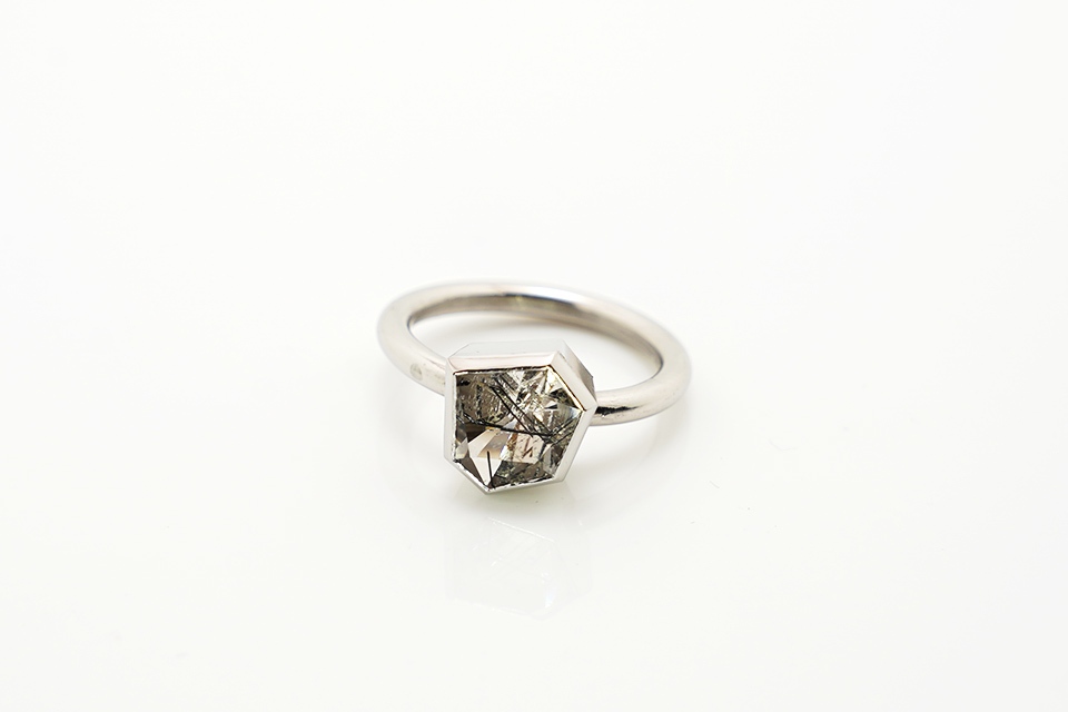 21 century Ring Platin mit Turmalinquarz