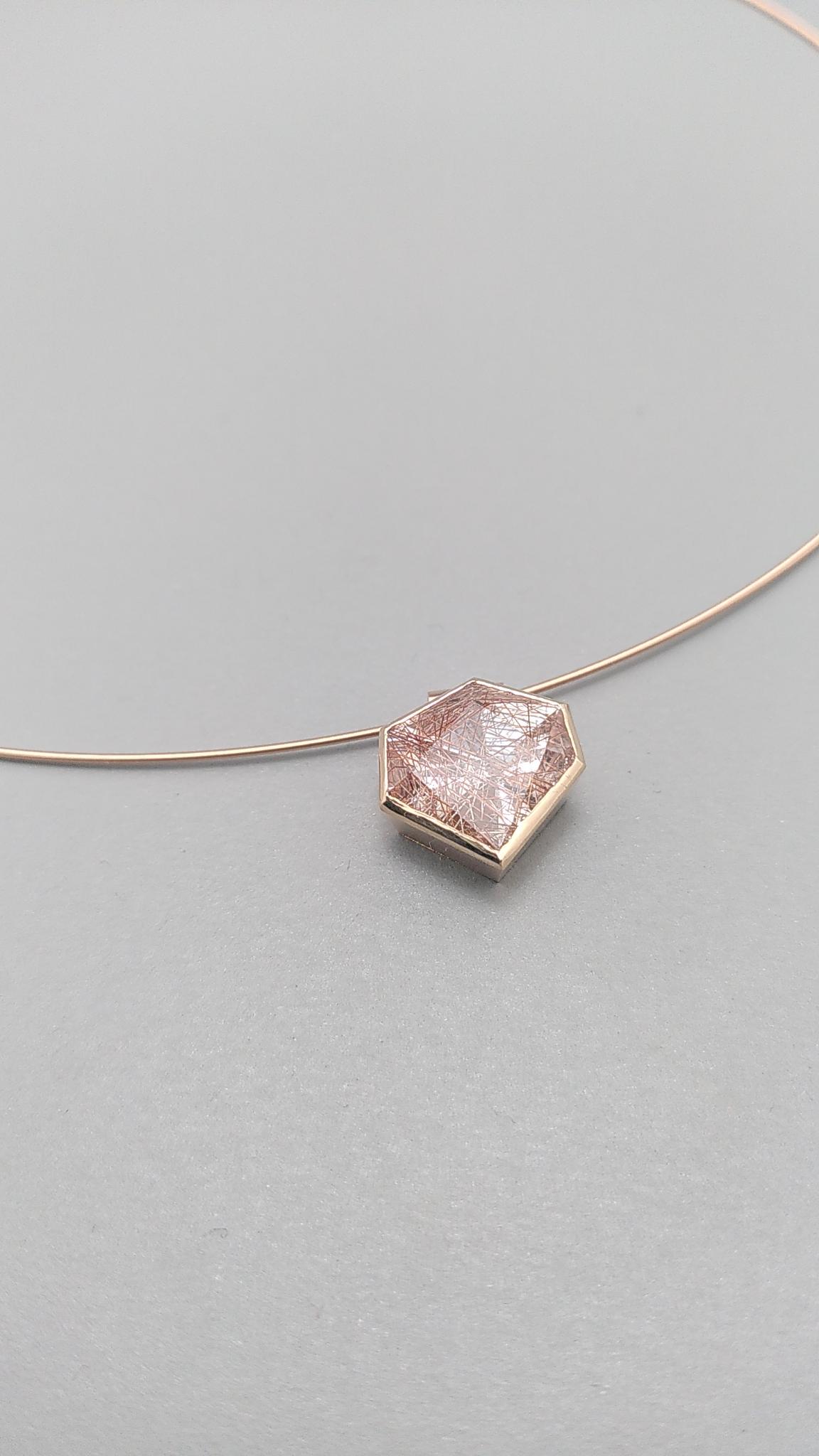 Collier 21century Rosegold mit rotem Rutilquarz