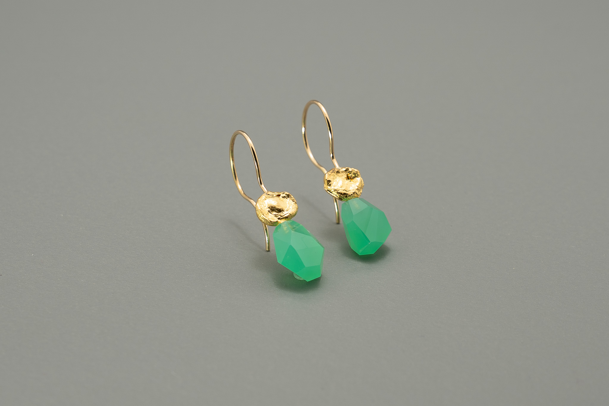 Lucky Klunker Ohrringe Gold mit Chrysopras
