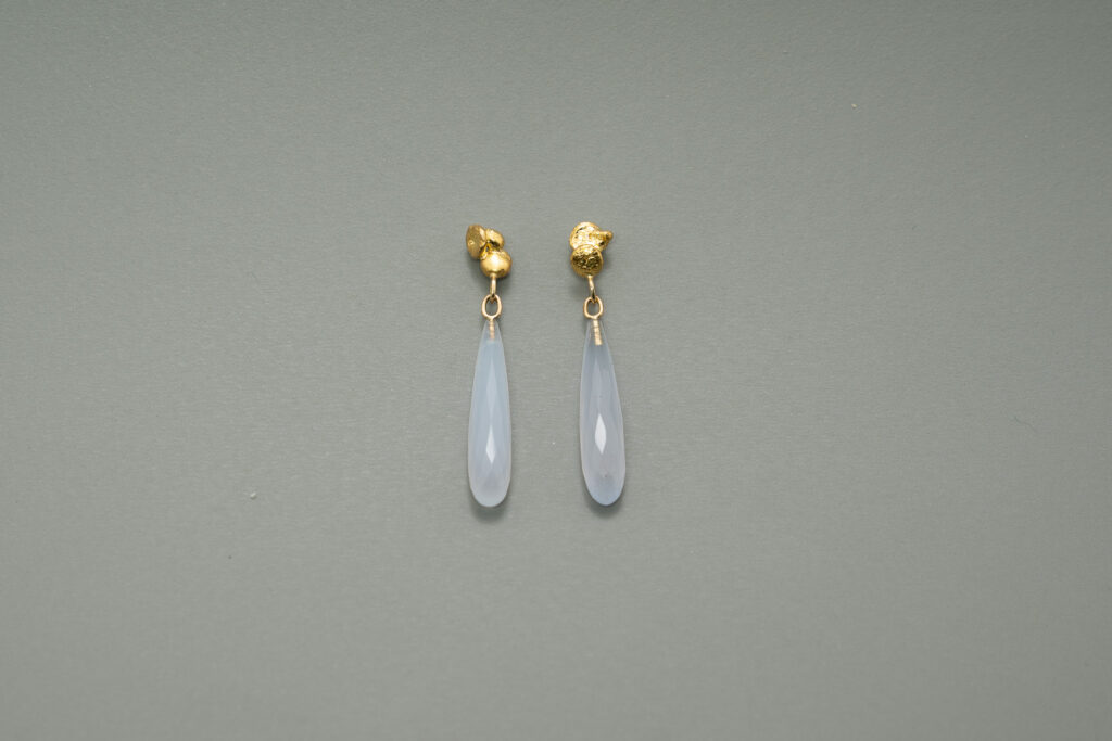 Lucky Klunker Ohrringe Gold Calcedon
