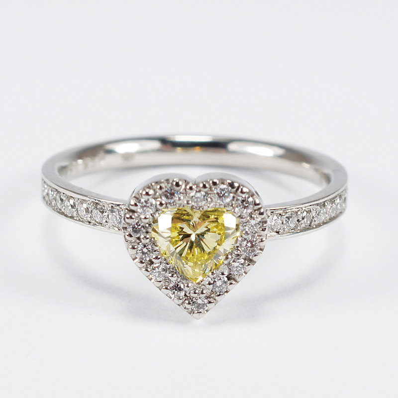 Canary gelber Herz Diamant Ring Platin