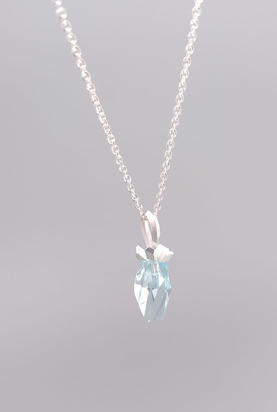 Klunker Anhänger Silber mit leuchtend blauem Aquamarin