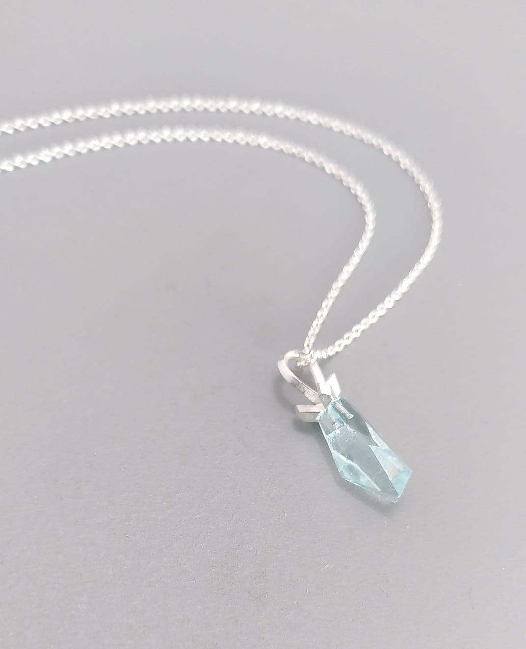 Klunker Anhänger Silber mit leuchtend blauem Aquamarin – Bild 2