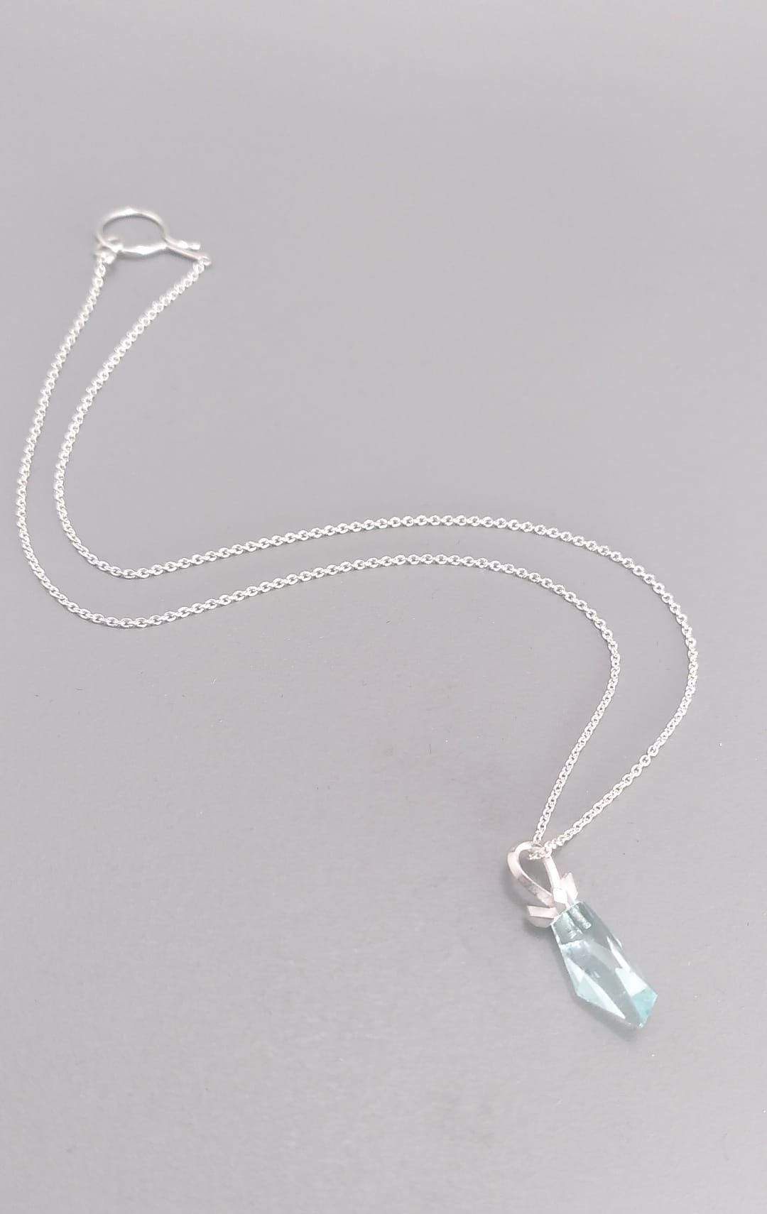 Klunker Anhänger Silber mit leuchtend blauem Aquamarin – Bild 3